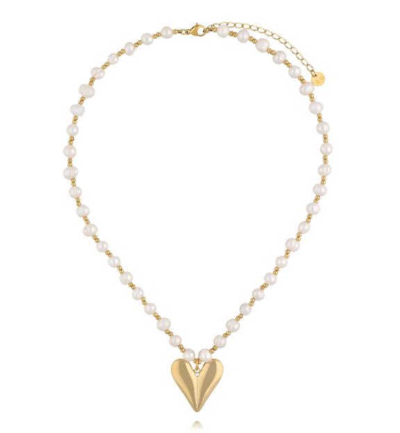 Naszyjnik z pereł z zawieszką w kształcie serca NPE0375