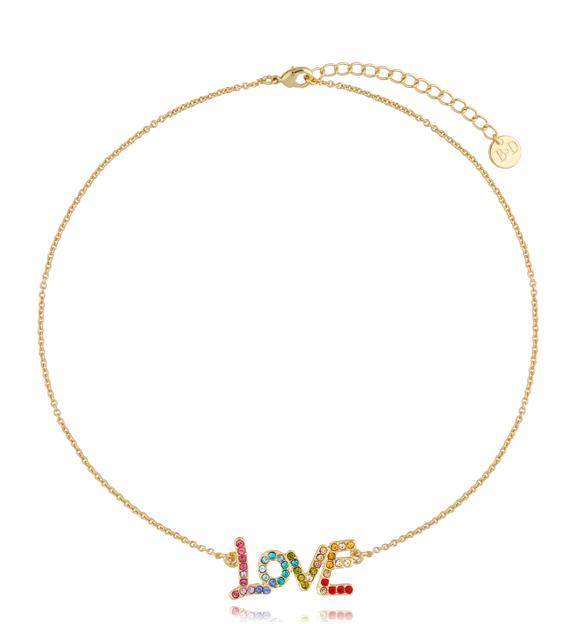Naszyjnik złoty z kolorowym napisem LOVE NRG0488