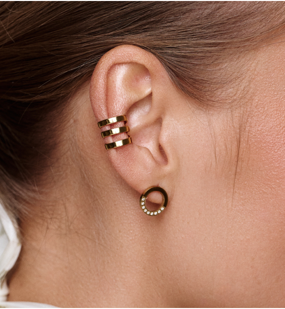 Zestaw złotych kolczyków i nausznicy ZN0020