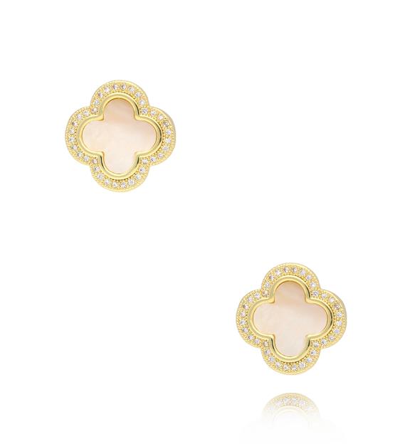 Kolczyki złote z koniczynką Gold Clover KSS1749