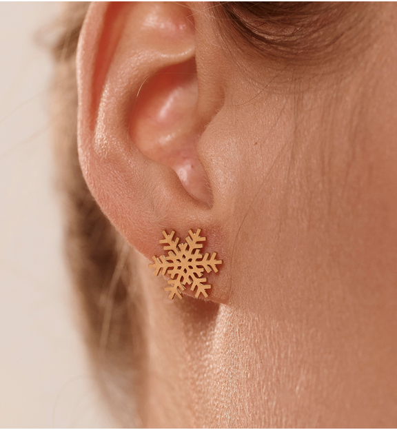 Zestaw biżuterii złotej ze śnieżynkami ZN0084