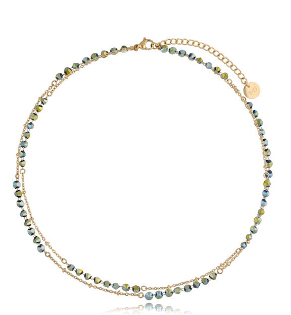 Naszyjnik  z kryształkami zielony Stunning NSC0223