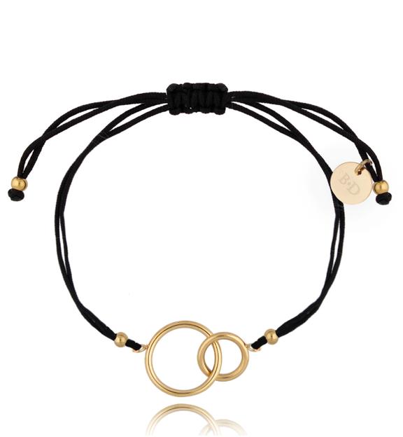 Bransoletka czarno-złota z kółeczkami Second Chance BGL0529