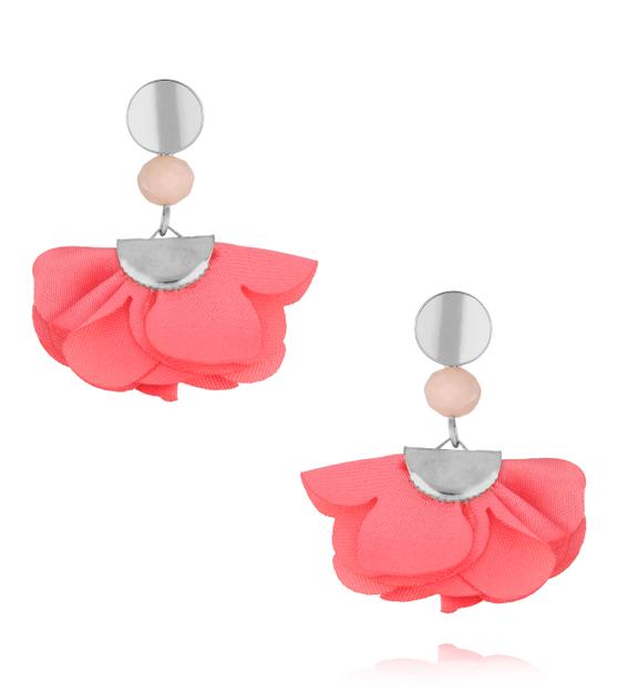 Kolczyki z satyny malinowe Dandelion KBL1602