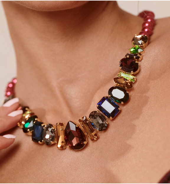 Naszyjnik z pereł i brodowych kryształów NS0404