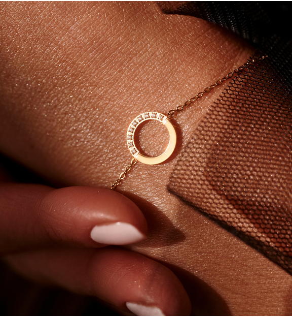 Bransoletka złota, kółeczko z cyrkoniami BSY0413