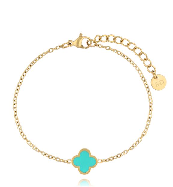 Bransoletka z koniczynką i turkusową emalią Heureux BSA0683