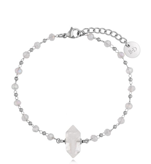Bransoletka srebrna z kryształem górskim Vinson BLB0148