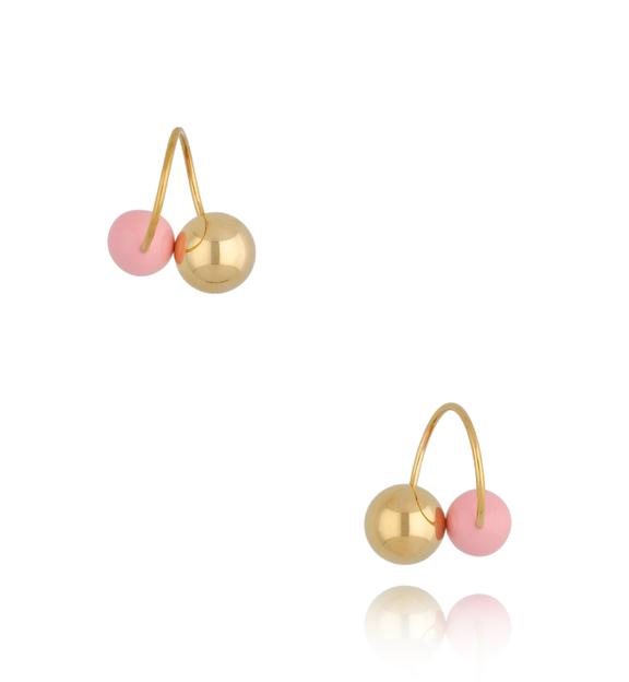 Kolczyki z kulkami i różową emalią Enamel Balls KSA0786