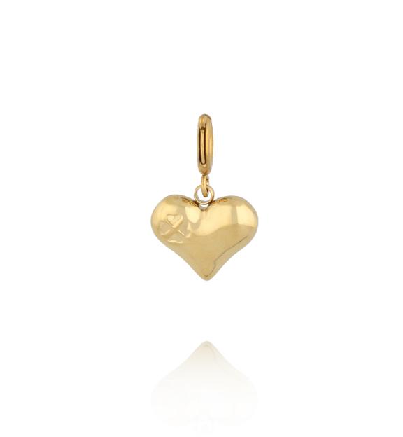 Charms Pozłacane Serce z wyżłobioną koniczynką CHA0038