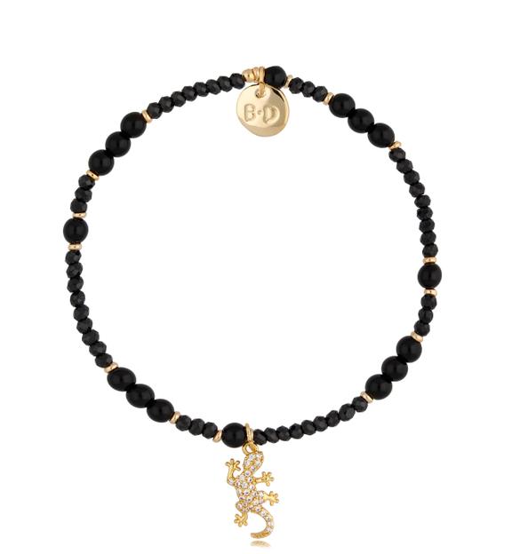 Bransoletka czarna z jaszczurką Ventura BTW1352