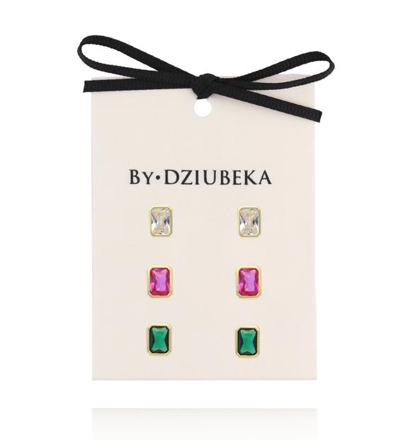 Zestaw kolczyków pozłacanych z kolorowymi cyrkoniami KLT0025