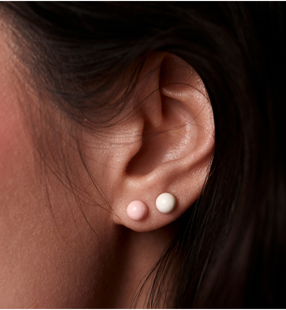 Zestaw pastelowych kolczyków kulek – róż, wanilia i limonka KMB0042