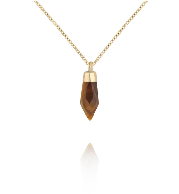 Naszyjnik z tygrysim okiem w złotej oprawie NEA0108