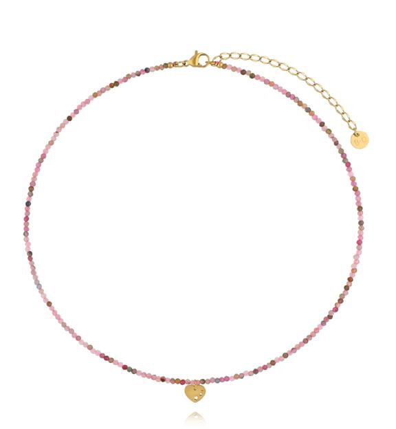 Naszyjnik z turmalinem i złotym sercem NTW1560