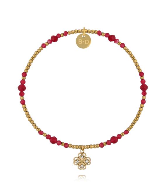 Bransoletka z jadeitu i zawieszką koniczyny BTW3525