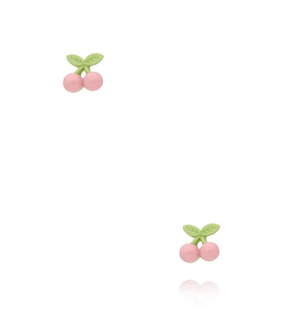 Zestaw różowych kolczyków z owocowymi motywami  KMB0052