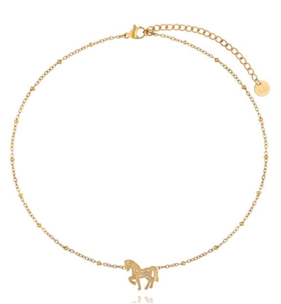 Naszyjnik z zawieszką konika i cyrkoniami NSY0812