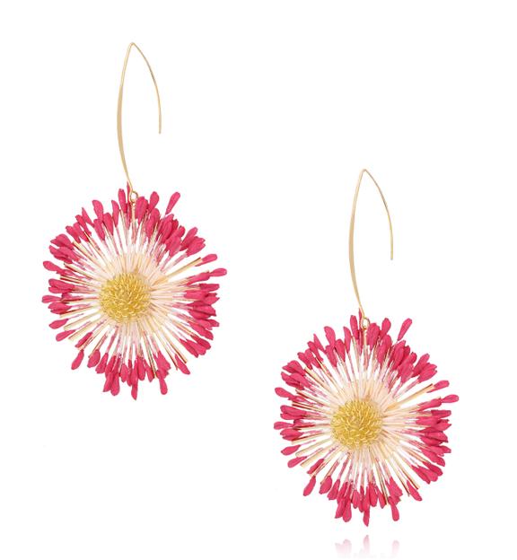 Kolczyki fuksjowe kwiaty Bunga KSO0043