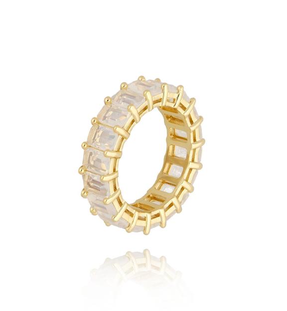 Pierścionek złoty z mlecznymi kryształkami Ame PRG0251