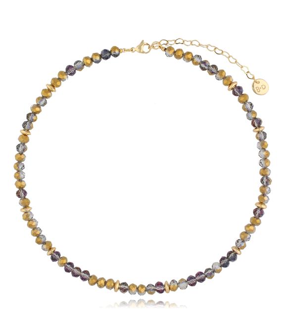 Naszyjnik ze złoto szarymi kryształkami Clear Sky NCY0042