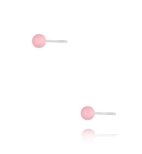 Kolczyki kulki z różową emalią 4 mm Enamel Balls KSA1704