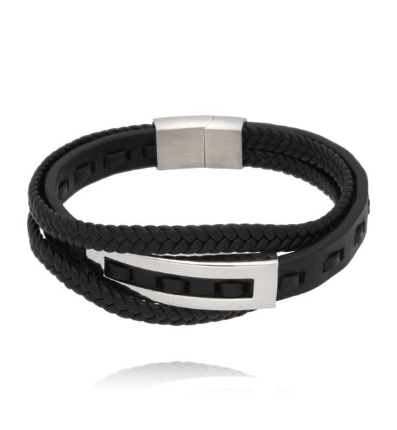 Bransoletka męska skórzana z blaszką BMITC0885