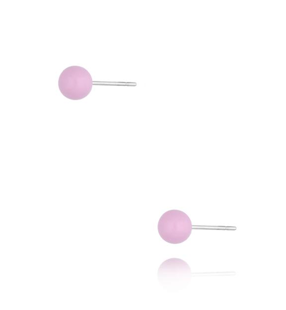 Kolczyki kulki z liliową emalią 5 mm Enamel Balls KSA1713
