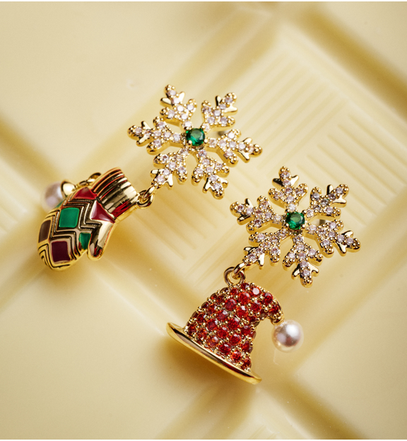 Kolczyki świąteczne z rękawiczką i czapką KSY0301