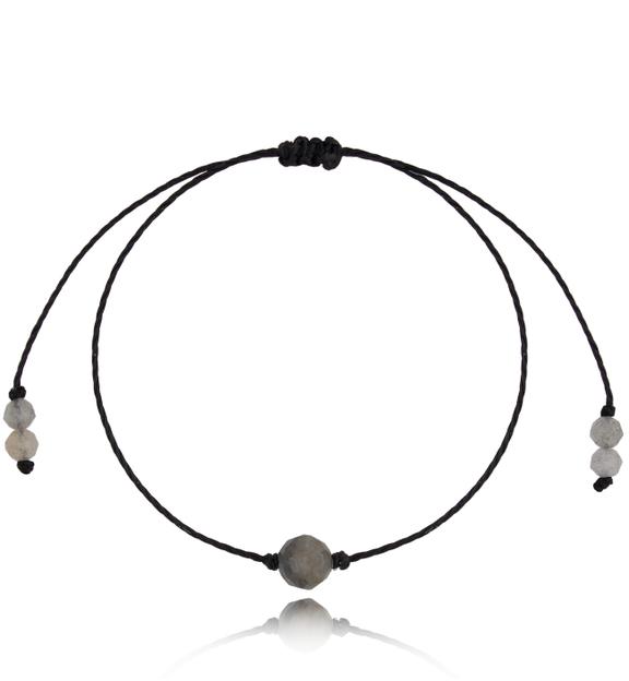 Bransoletka czarna z labradorytami Birthstones BGL0627