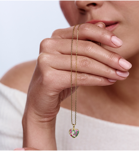 Naszyjnik z kolorowym sercem z cyrkoniami NCA0085