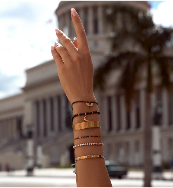 Bransoletka obręcz złota z cyrkoniami Super Cute BSA0281