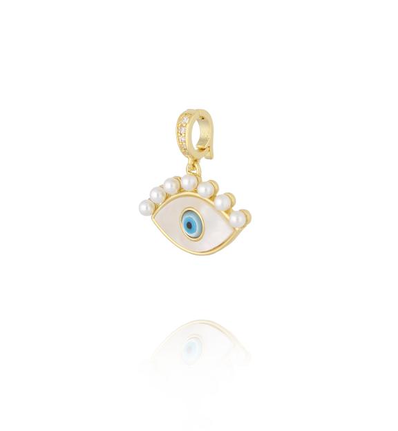Charms złote oko proroka z niebieską emalią i perełkami CHSS0040