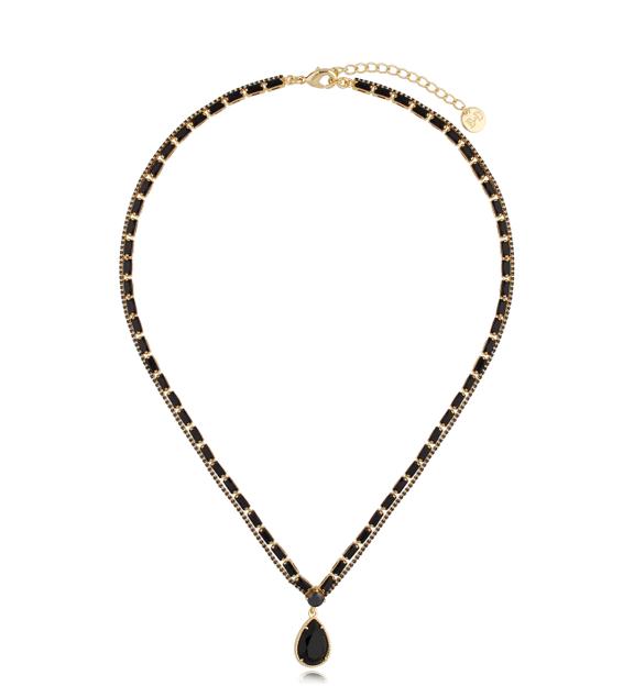 Naszyjnik z kryształkami czarny Adelide NS0079