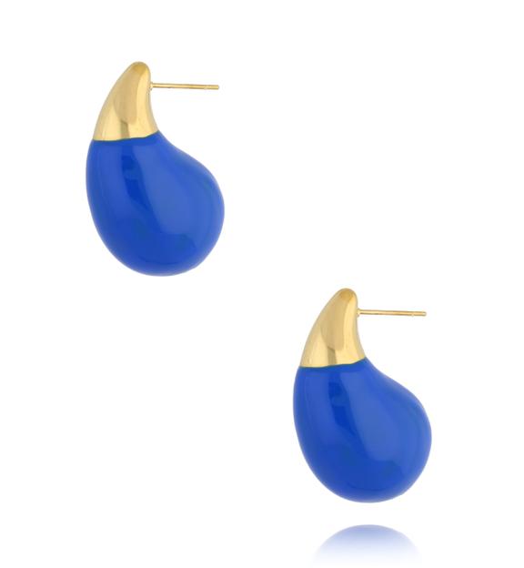 Kolczyki złote łezki duże z granatową emalią Enamel Kylie KSA1682