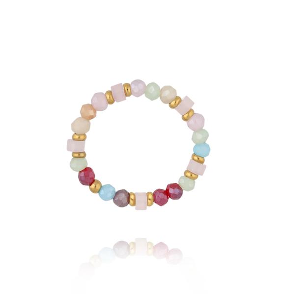 Pierścionek kolorowy z kryształkami PSC0779