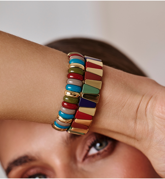 Bransoletka granatowo zielono bordowa geometryczna BCR0063