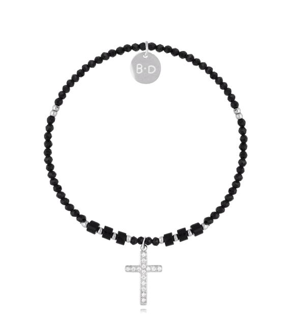 Bransoletka z turmalinami i srebrnym krzyżykiem Reflections BTW2337