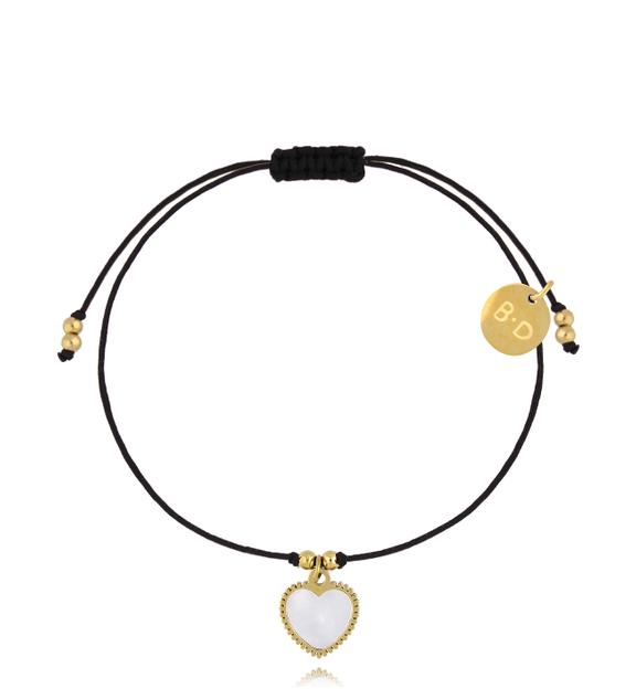 Bransoletka z czarnym sznurkiem i serduszkiem BGL1020