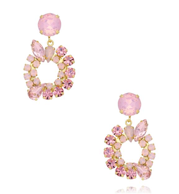 Kolczyki złote wiszące z różowymi cyrkoniami KSS2216