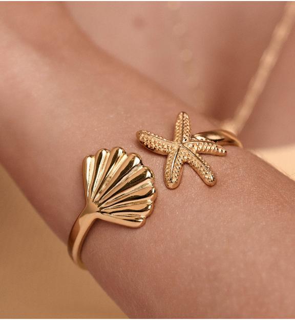 Bransoletka obręcz z rozgwiazdą i muszlą BSY0505