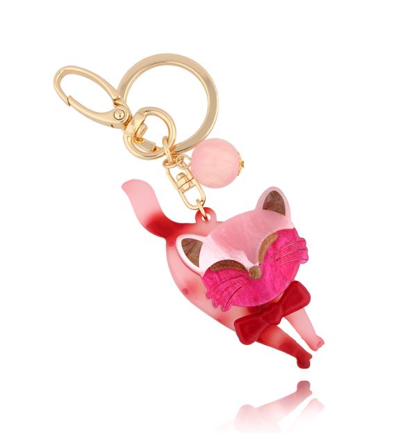 Brelok z fuksjowym kotkiem Cat Lover BREZA0087