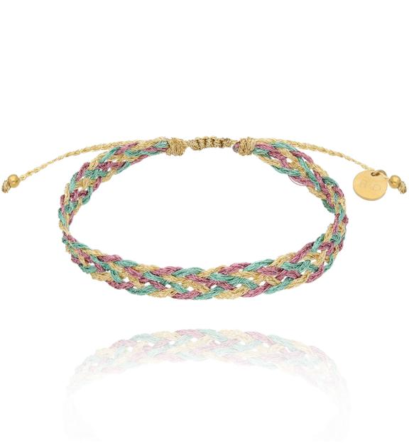 Bransoletka fioletowo zielona pleciona Braided BSC1940
