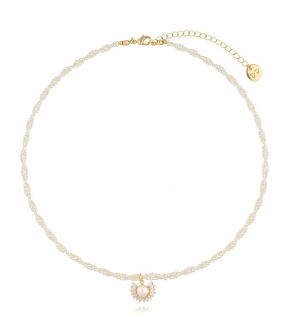 Naszyjnik z perełkami i zawieszką z perłą i cyrkoniami NLU0051