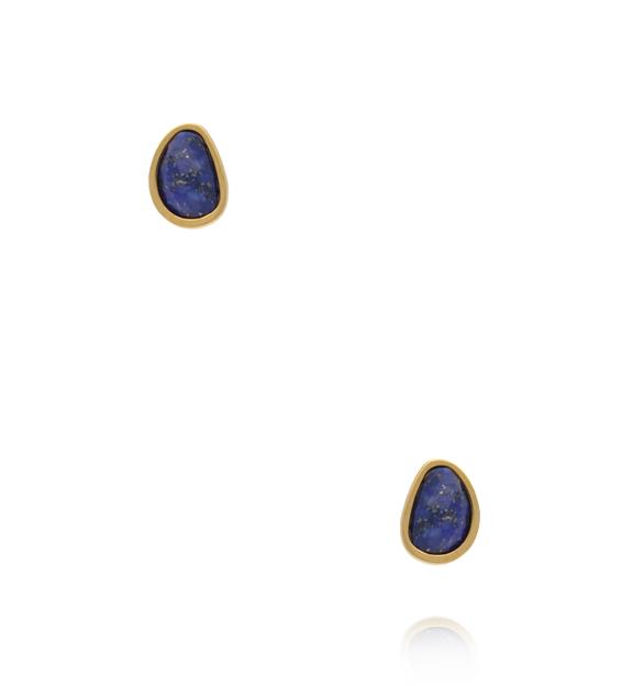 Kolczyki z nieregularnymi lapisami lazuli w złotej oprawie KEA0129