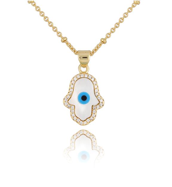 Naszyjnik złoty z ręką Evile Eye NRG0460