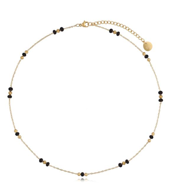 Naszyjnik z czarnymi kuleczkami emaliowanymi Enamel Balls NSA0517