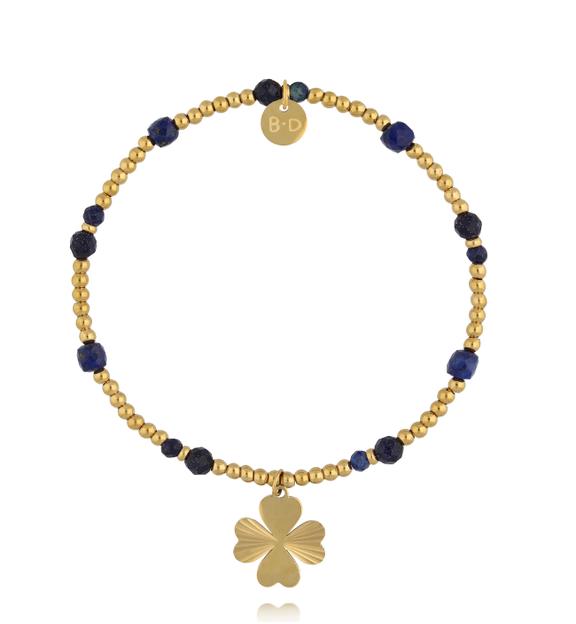 Bransoletka z lapisu lazuli z zawieszką koniczyny BTW3565