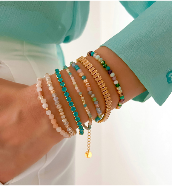 Bransoletka tenisowa turkusowa z kryształkami Show BSS0156