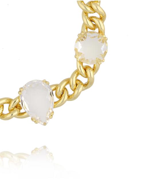 Bransoletka na złotym łańcuchu z mlecznymi kryształami BSS0267